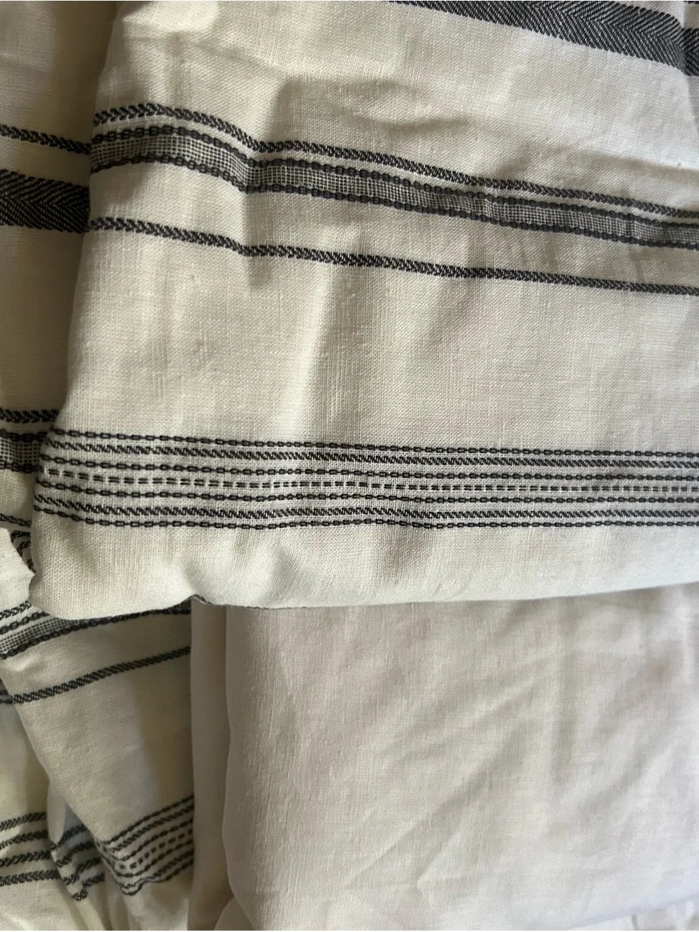 Hearth & Hand King 3-Piece Linen Blend Cream and Black Stripe Duvet Cover Set